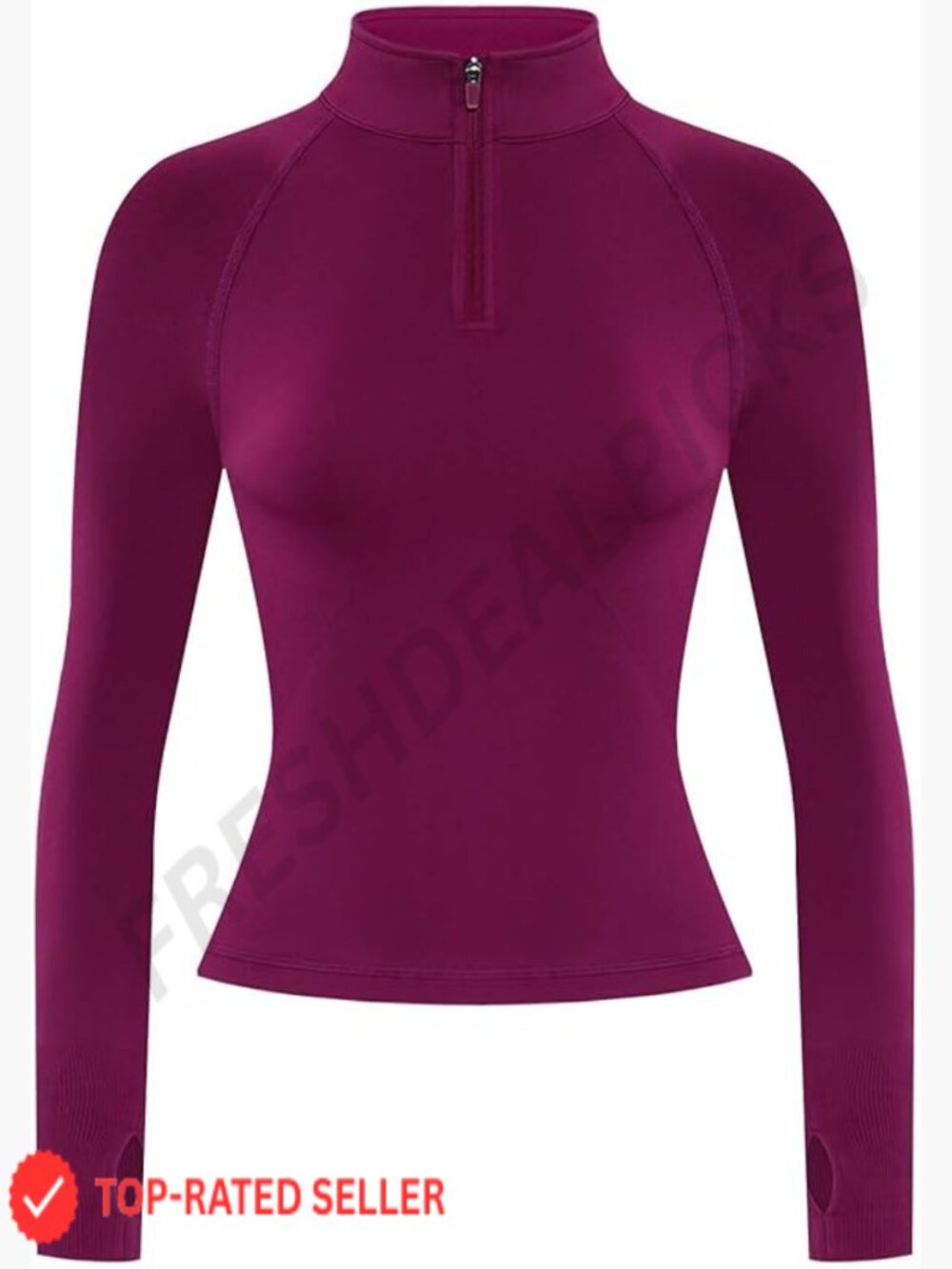 Half Zip Cropped Slim Fit Long Sleeve Yoga Athletic Jacket with Thumb Holes